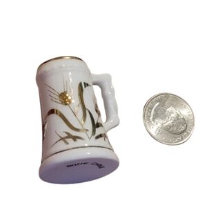 Vintage Bone China Gilt Detail Wheatstalk Desgn Miniature Beer Stein Mug Tankard
